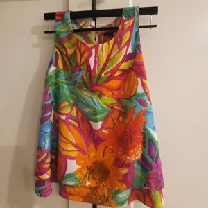 Lauren-Ralph Lauren Vibrant Floral Sleeveless Top Sz.Large